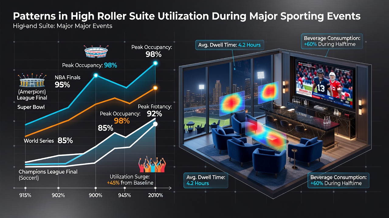 Interior view of a high roller suite prepared for sporting event guests