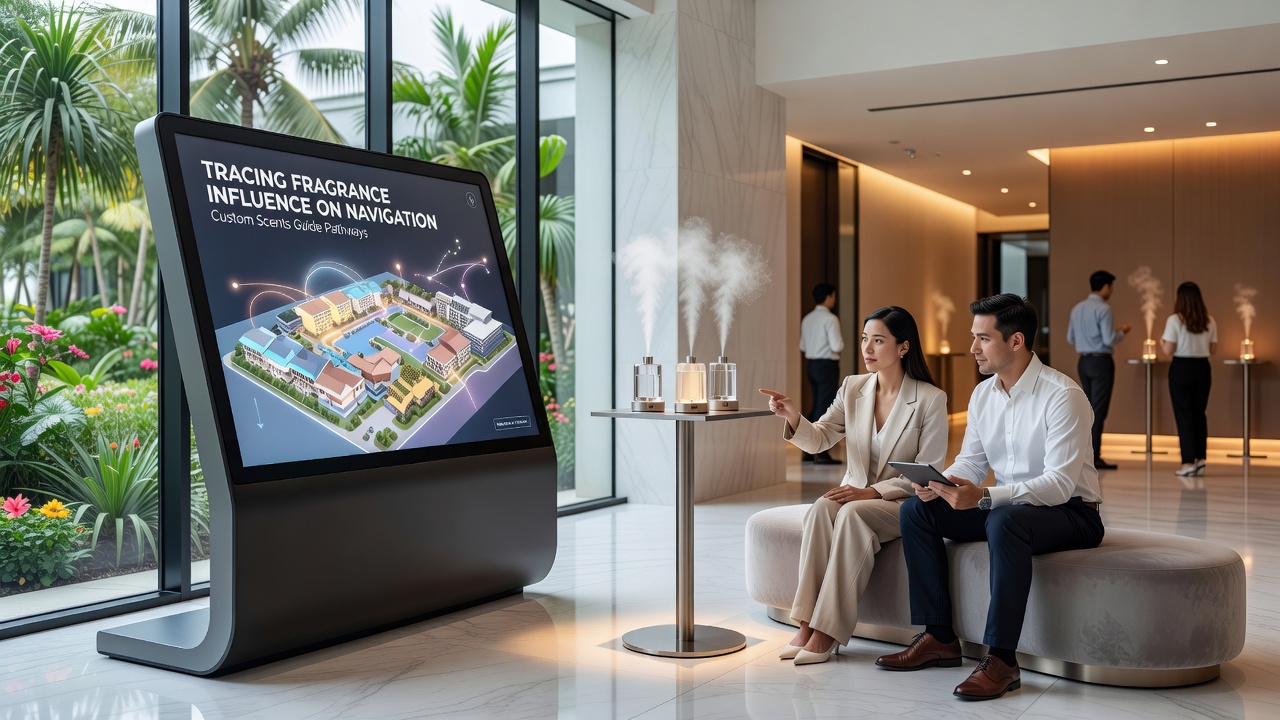 Scent diffusion system mapped across multiple resort levels to influence guest routing
